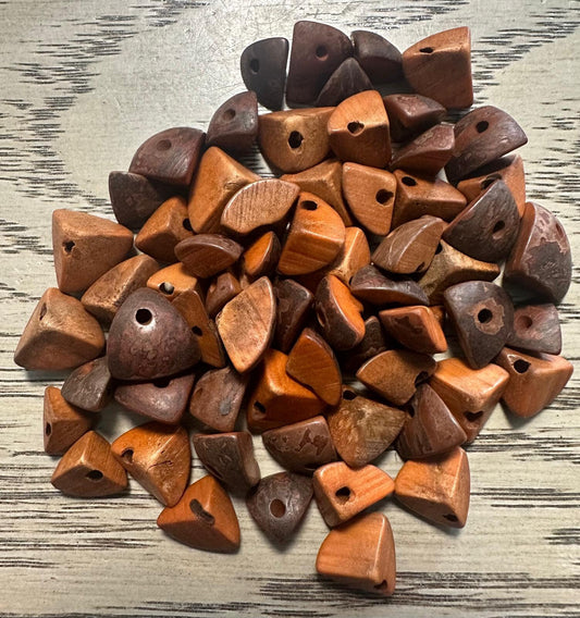 Tagua Triangle Beads. 120 Brown Pieces
