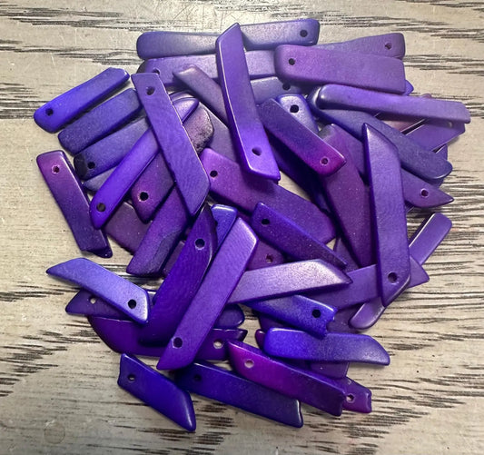 Tagua Stick Beads. 50 Purple Pieces.