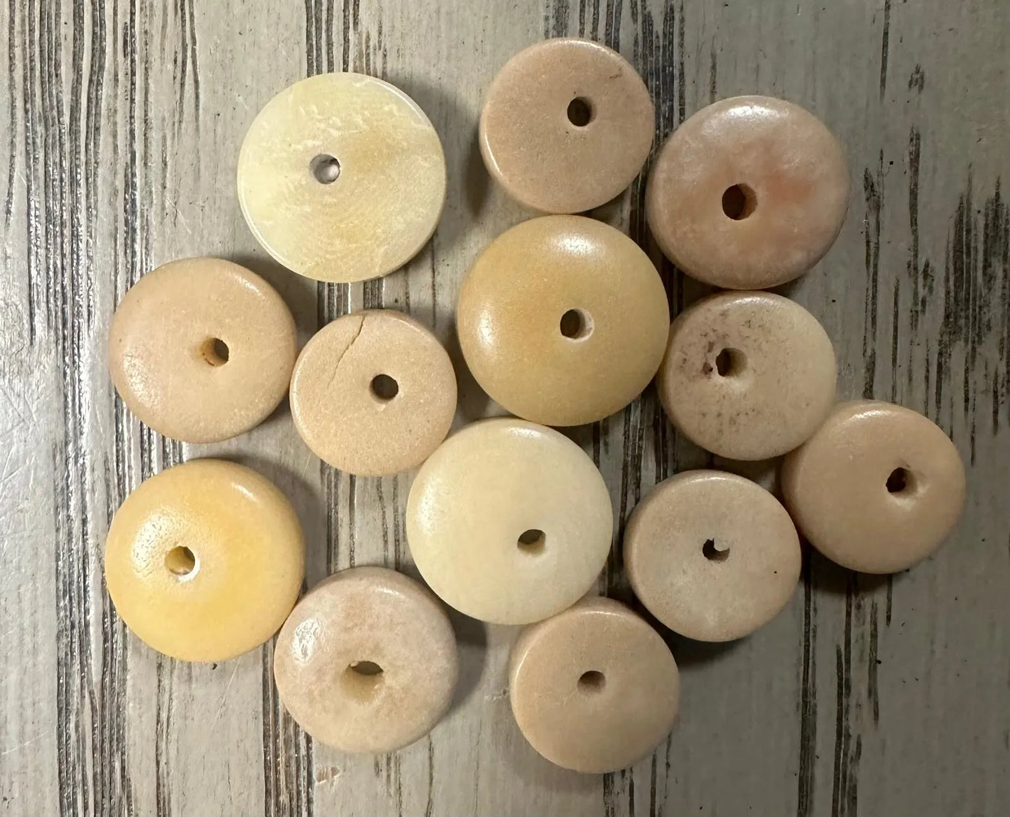 Tagua Donut Beads. 100 Mini Multicolor Pieces.