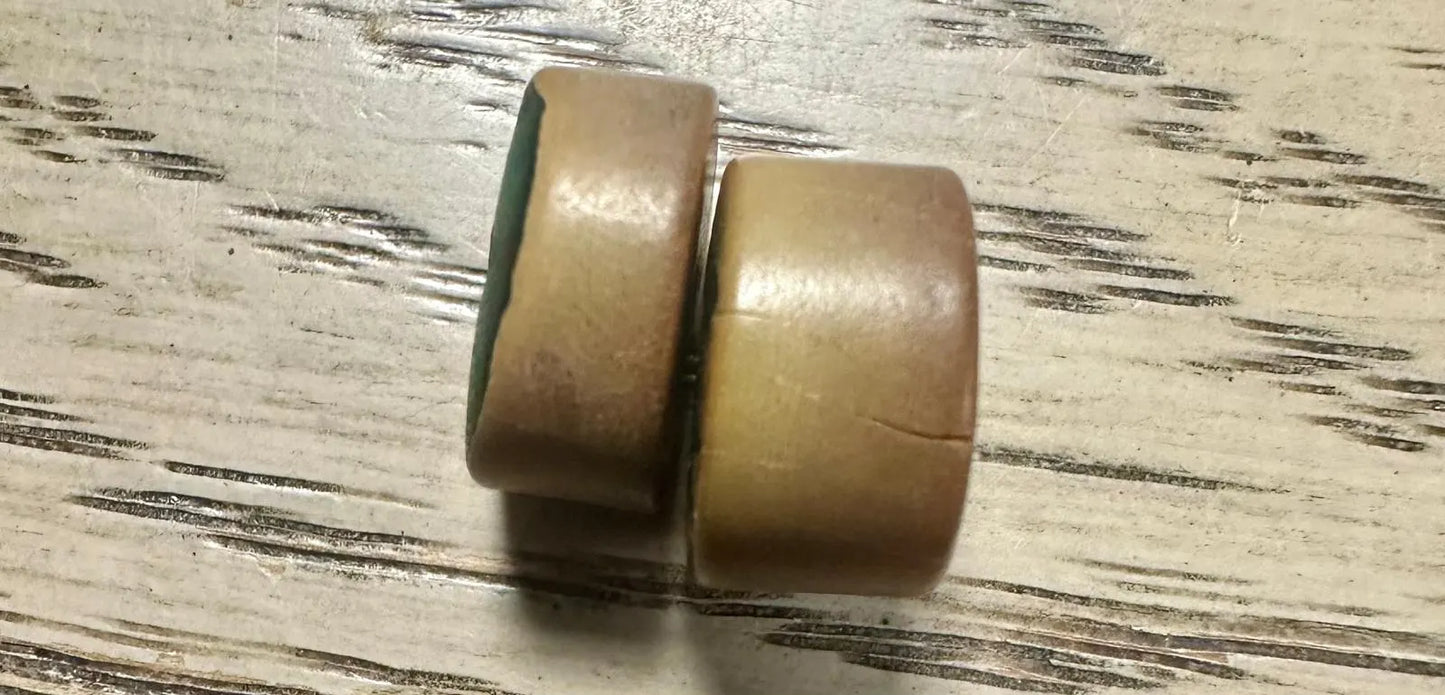 Tagua Donut Beads. 30 Mini Green and Yellow Pieces.