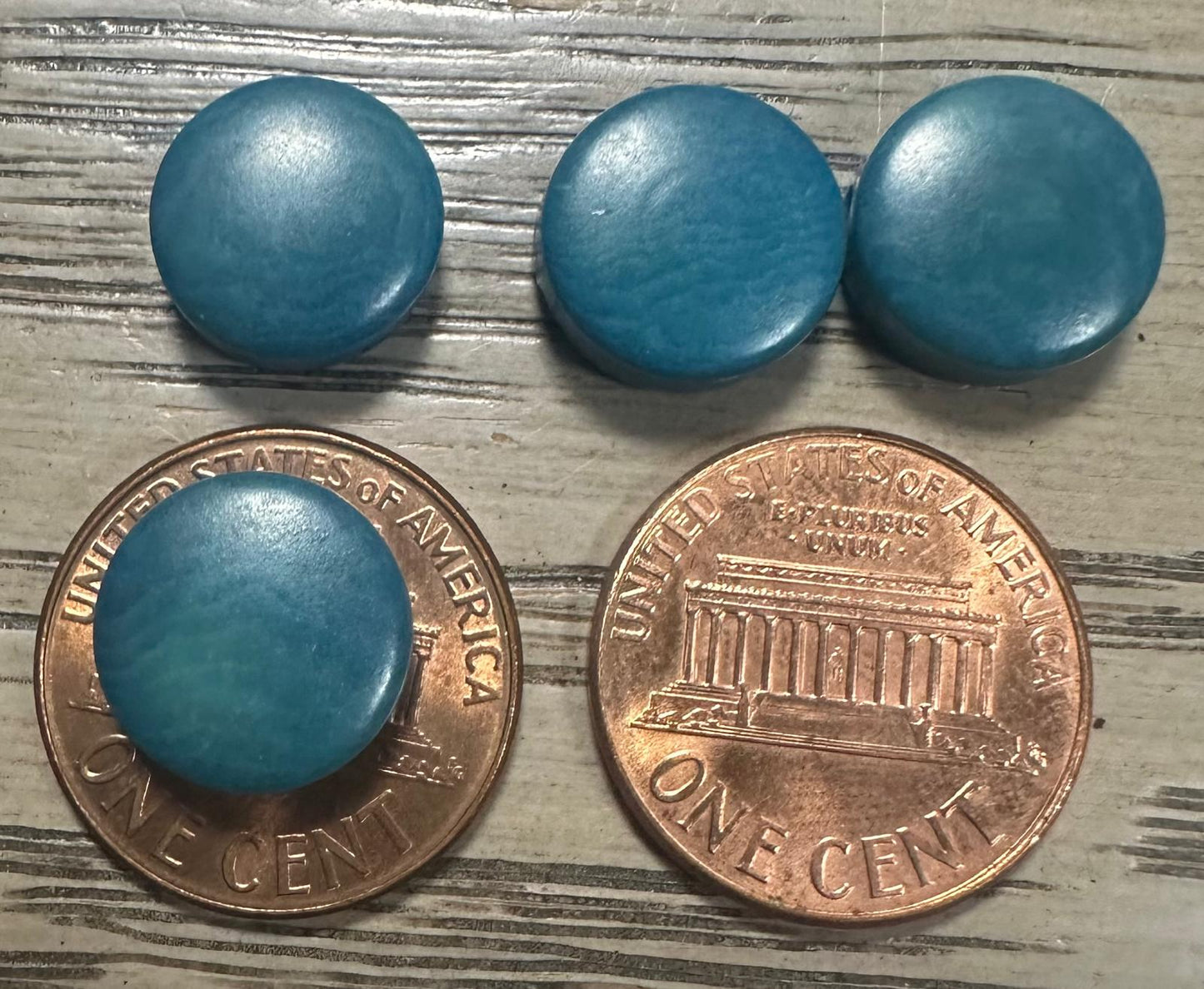 Tagua Round Beads. 40 Mini Blue Pieces.