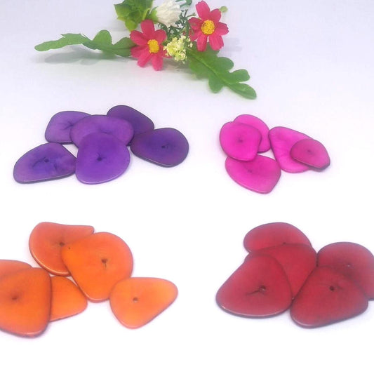 Tagua Triangle Slices Beads. 20 Multicolored Pieces.