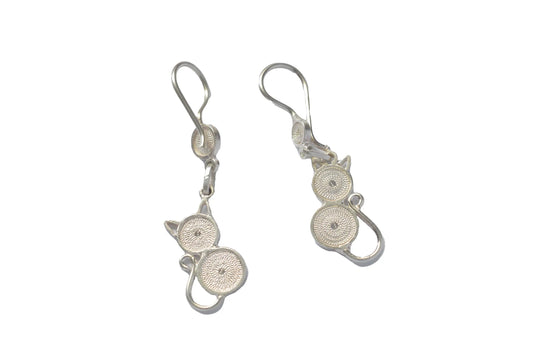 Cat Silver Filigree Earrings