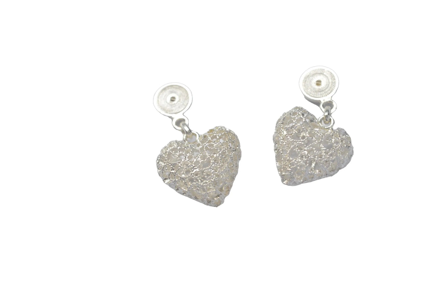 Heart Silver Filigree Earrings