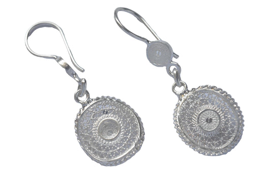 Valentine's Gift Filigree Hat Shape Earrings Handcrafted Earrings Fine Jewelry from Mompox Colombia Silver Filigree Earrings Dangle Stylish