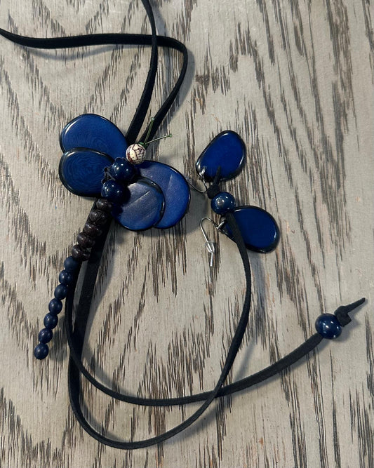 Natural Handmade Tagua Nut Jewelry Set Dragonfly Pendant Adjustable Necklace & Earrings  Organic Eco Sustainable Ethical Animal Insect DIY