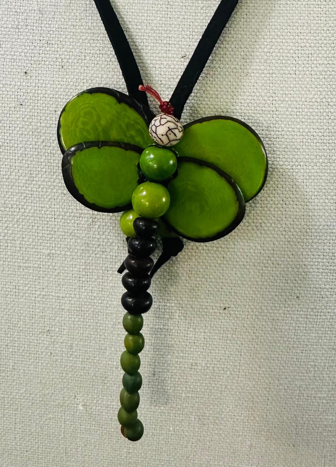 Natural Handmade Tagua Nut Jewelry Set Dragonfly Pendant Adjustable Necklace & Earrings  Organic Eco Sustainable Ethical Animal Insect DIY