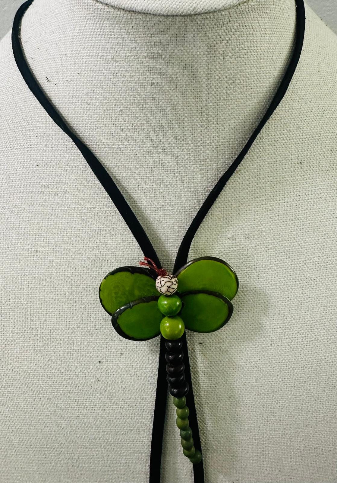 Natural Handmade Tagua Nut Jewelry Set Dragonfly Pendant Adjustable Necklace & Earrings  Organic Eco Sustainable Ethical Animal Insect DIY