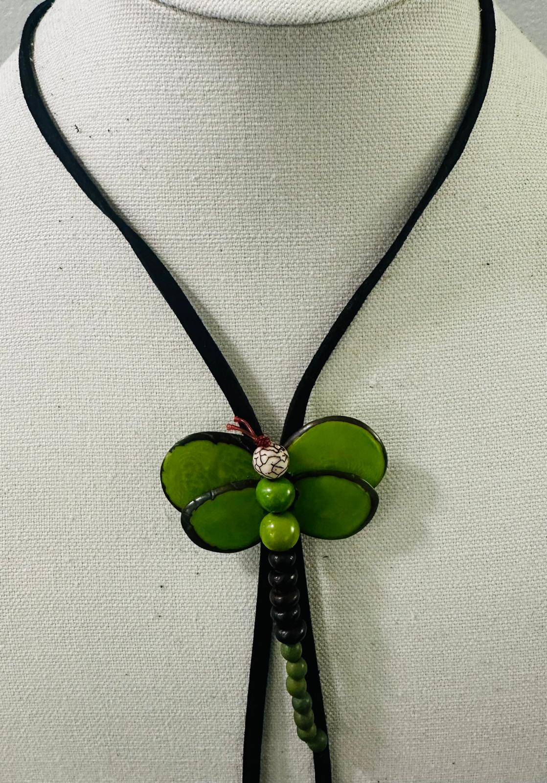 Natural Handmade Tagua Nut Jewelry Set Dragonfly Pendant Adjustable Necklace & Earrings  Organic Eco Sustainable Ethical Animal Insect DIY