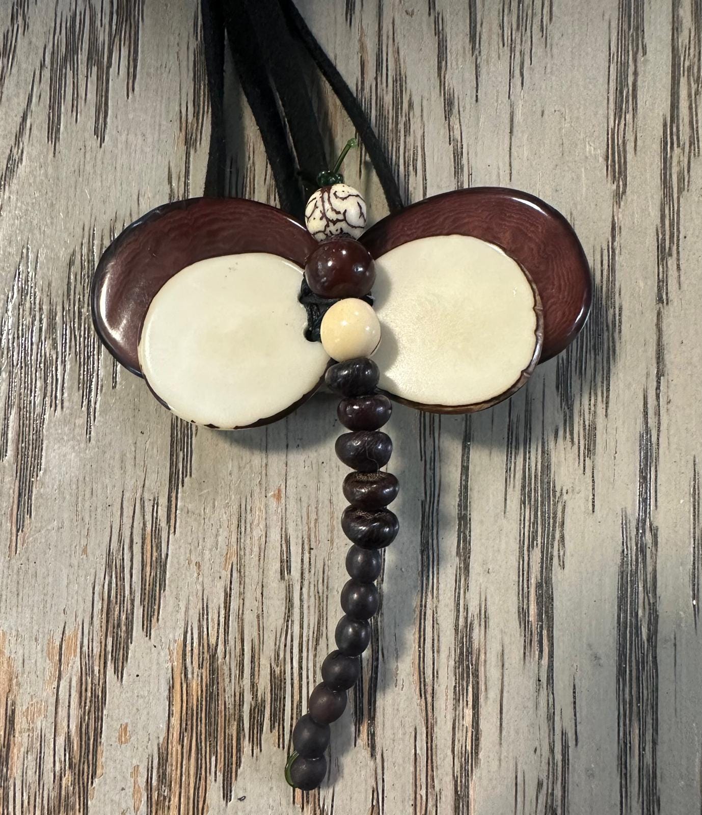 Natural Handmade Tagua Nut Jewelry Set Dragonfly Pendant Adjustable Necklace & Earrings  Organic Eco Sustainable Ethical Animal Insect DIY