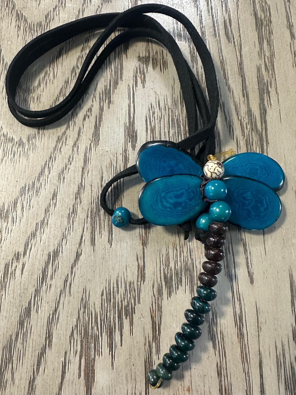 Natural Handmade Tagua Nut Jewelry Set Dragonfly Pendant Adjustable Necklace & Earrings  Organic Eco Sustainable Ethical Animal Insect DIY