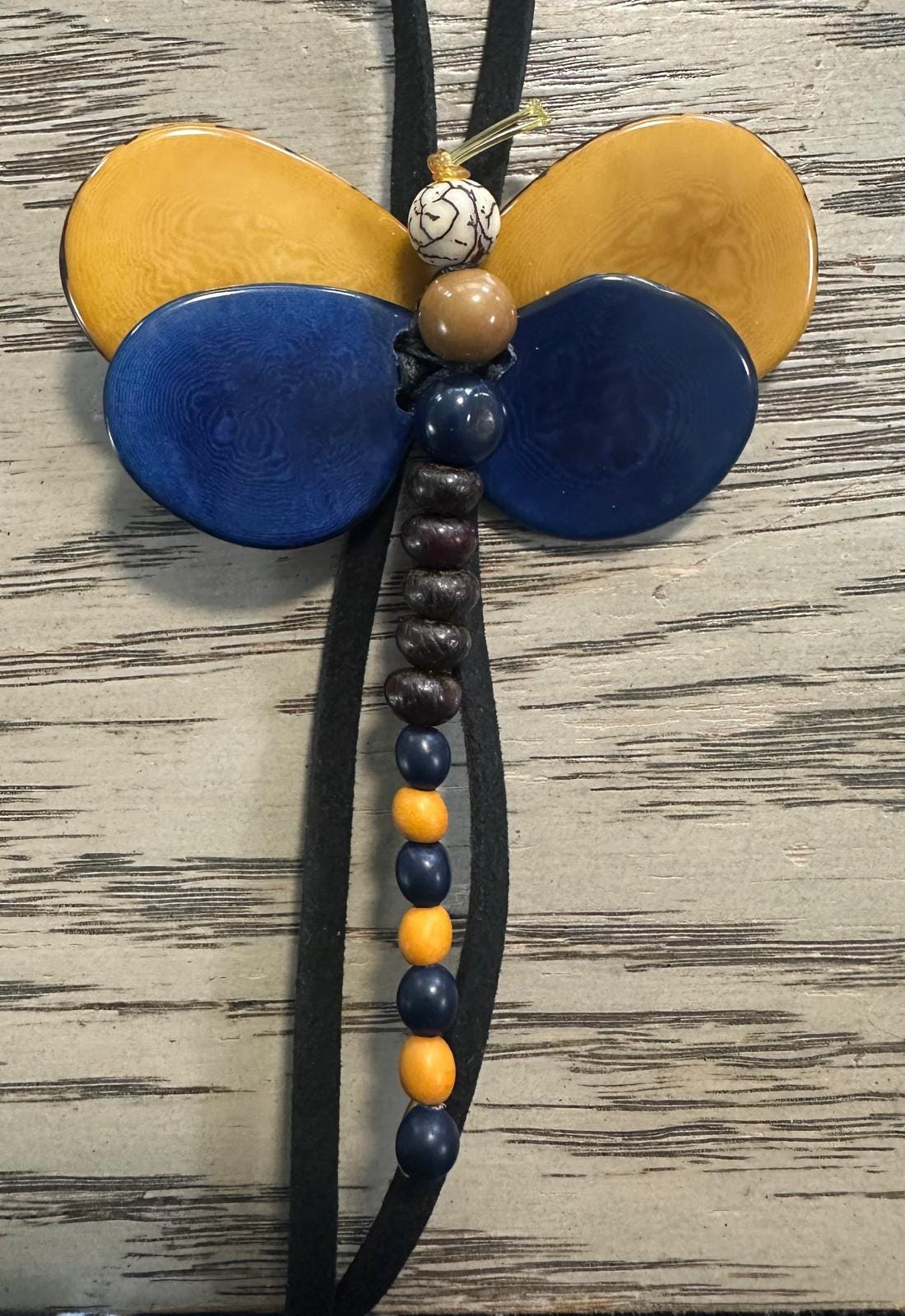 Natural Handmade Tagua Nut Jewelry Set Dragonfly Pendant Adjustable Necklace & Earrings  Organic Eco Sustainable Ethical Animal Insect DIY