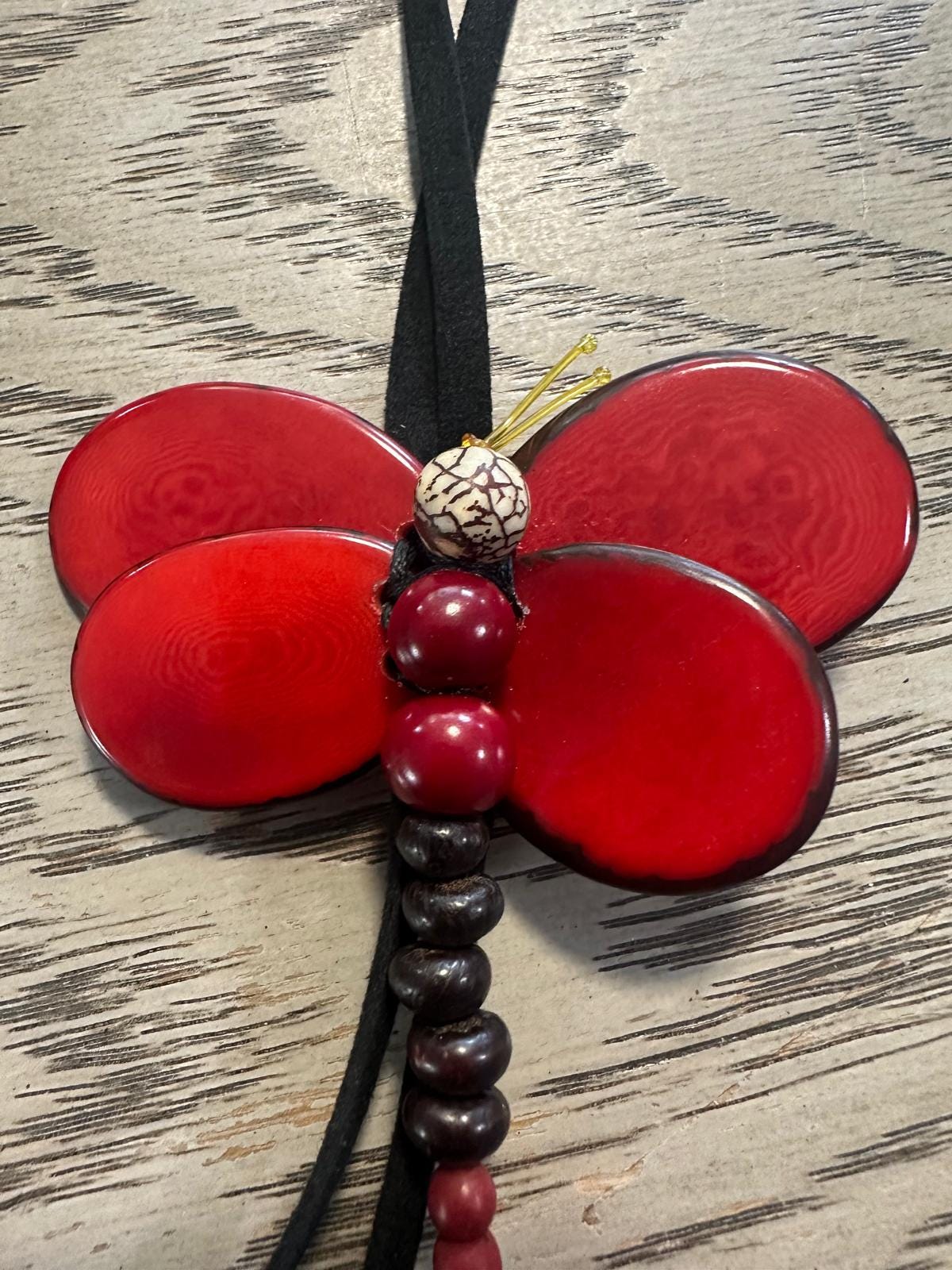 Natural Handmade Tagua Nut Jewelry Set Dragonfly Pendant Adjustable Necklace & Earrings  Organic Eco Sustainable Ethical Animal Insect DIY