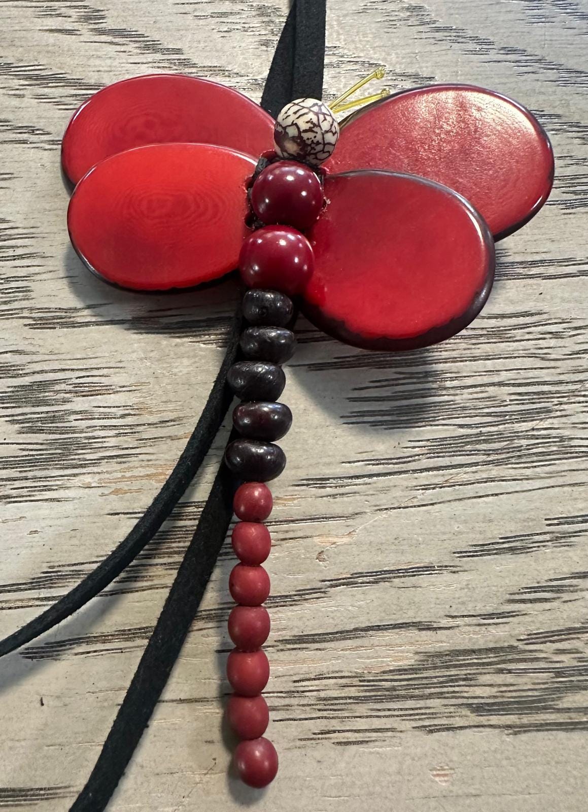 Natural Handmade Tagua Nut Jewelry Set Dragonfly Pendant Adjustable Necklace & Earrings  Organic Eco Sustainable Ethical Animal Insect DIY