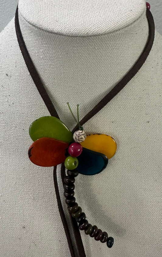 Natural Handmade Tagua Nut Jewelry Set Dragonfly Pendant Adjustable Necklace & Earrings  Organic Eco Sustainable Ethical Animal Insect DIY