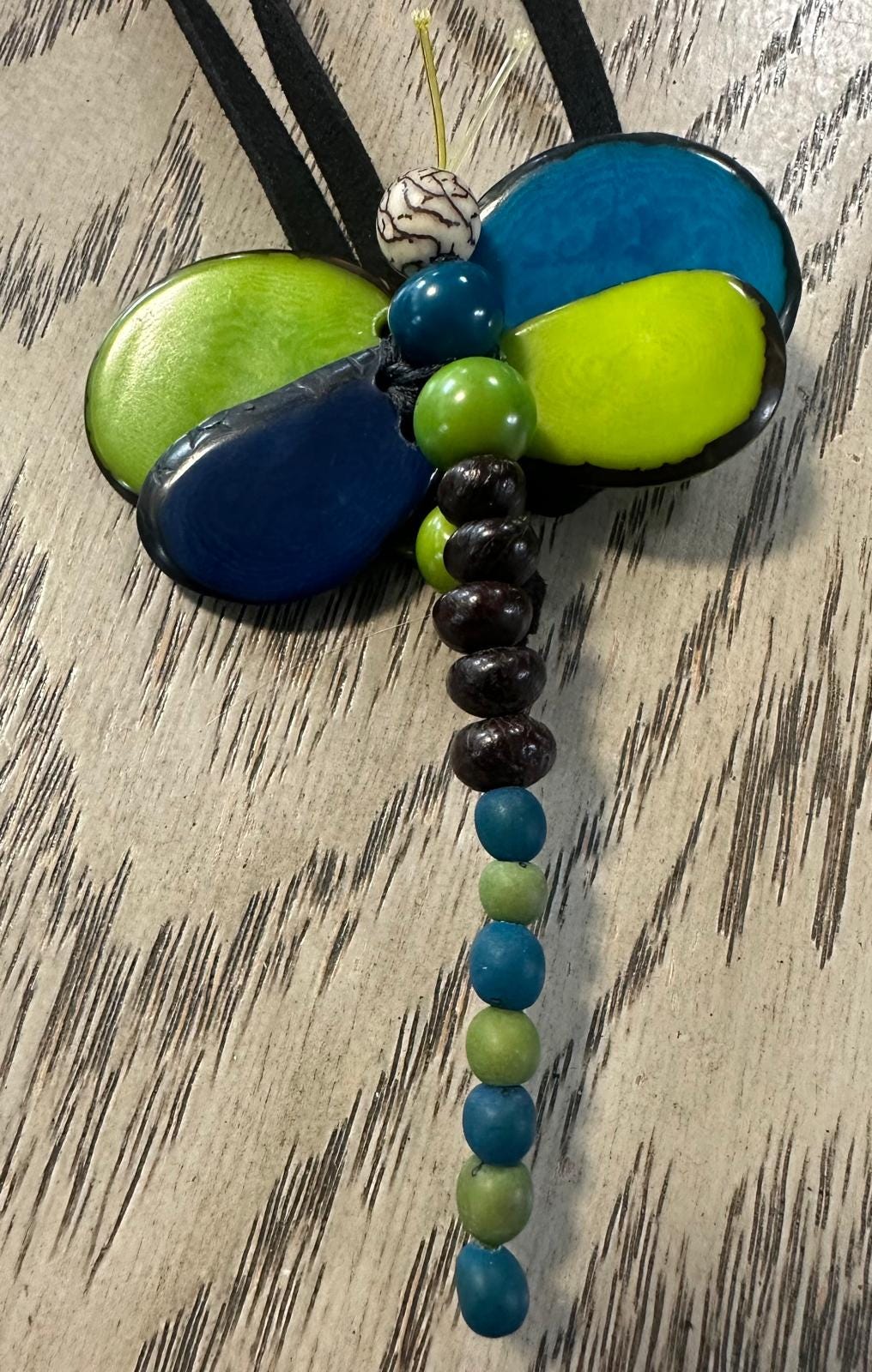 Natural Handmade Tagua Nut Jewelry Set Dragonfly Pendant Adjustable Necklace & Earrings  Organic Eco Sustainable Ethical Animal Insect DIY