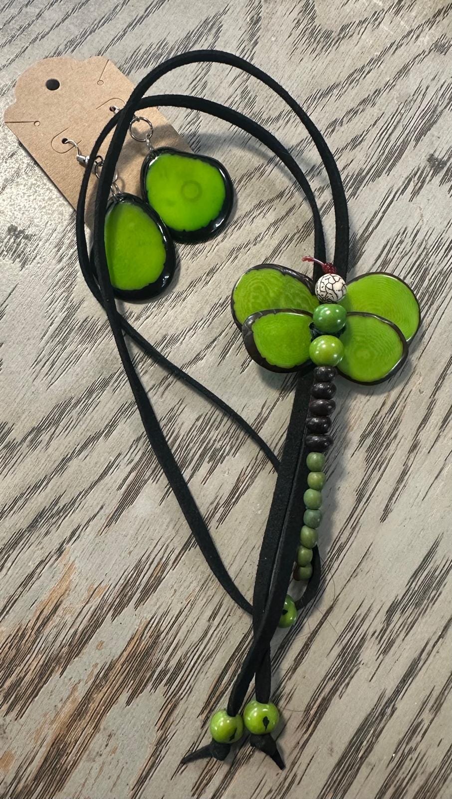 Natural Handmade Tagua Nut Jewelry Set Dragonfly Pendant Adjustable Necklace & Earrings  Organic Eco Sustainable Ethical Animal Insect DIY
