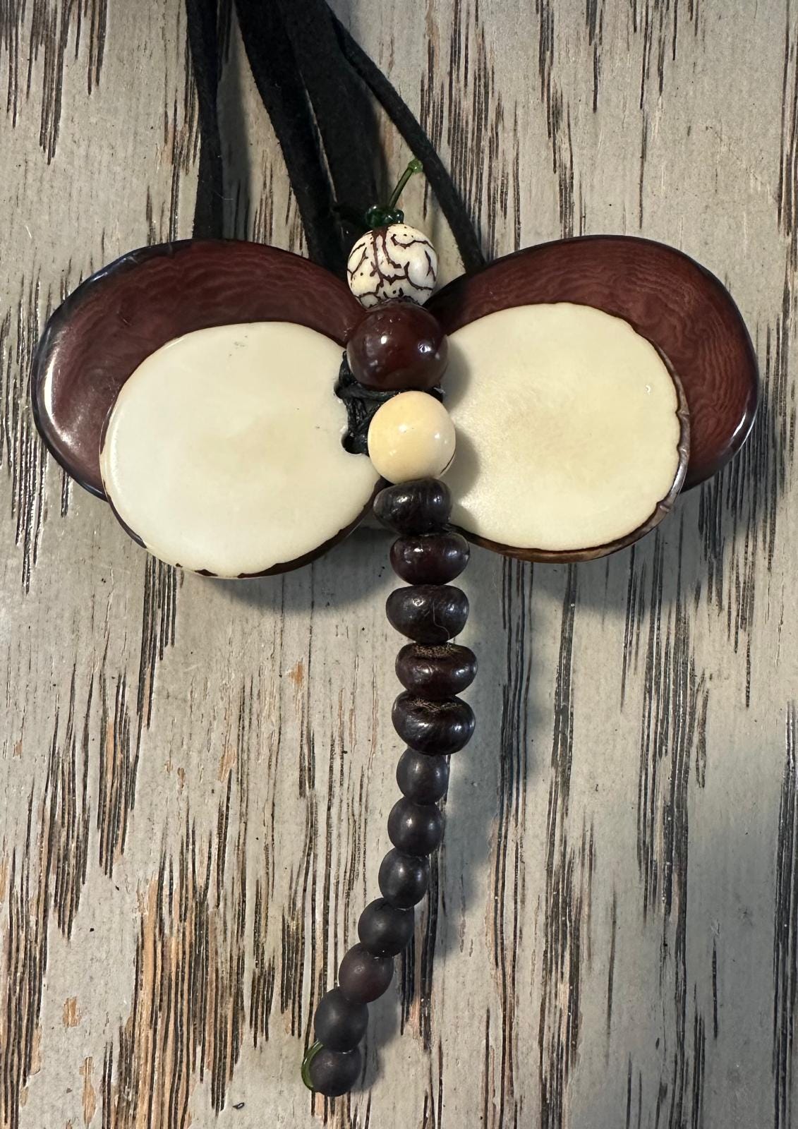 Natural Handmade Tagua Nut Jewelry Set Dragonfly Pendant Adjustable Necklace & Earrings  Organic Eco Sustainable Ethical Animal Insect DIY
