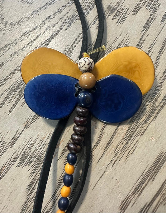 Natural Handmade Tagua Nut Jewelry Set Dragonfly Pendant Adjustable Necklace & Earrings  Organic Eco Sustainable Ethical Animal Insect DIY