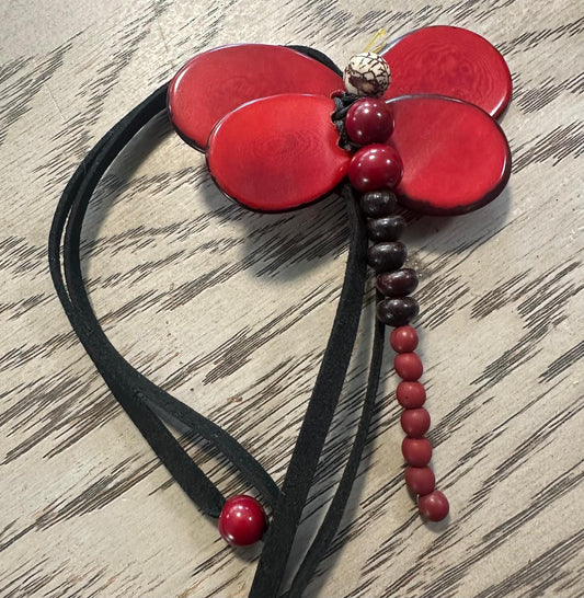 Natural Handmade Tagua Nut Jewelry Set Dragonfly Pendant Adjustable Necklace & Earrings  Organic Eco Sustainable Ethical Animal Insect DIY