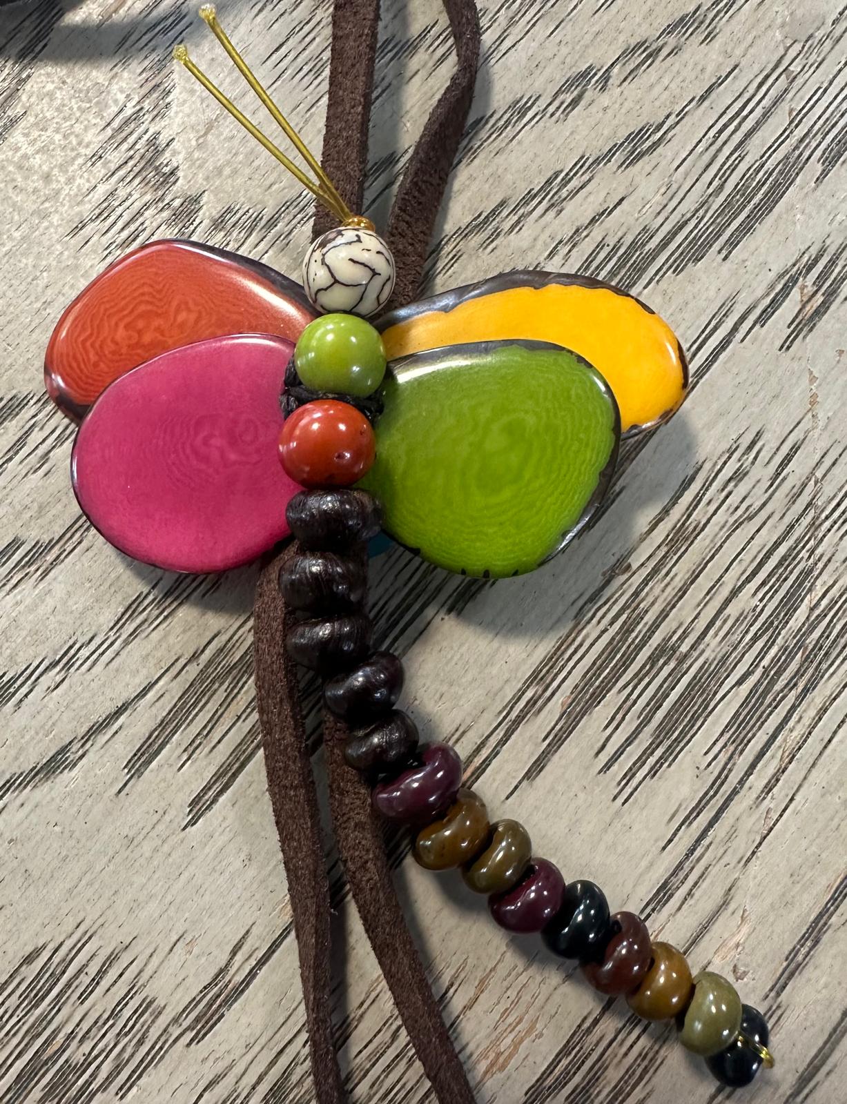 Natural Handmade Tagua Nut Jewelry Set Dragonfly Pendant Adjustable Necklace & Earrings  Organic Eco Sustainable Ethical Animal Insect DIY
