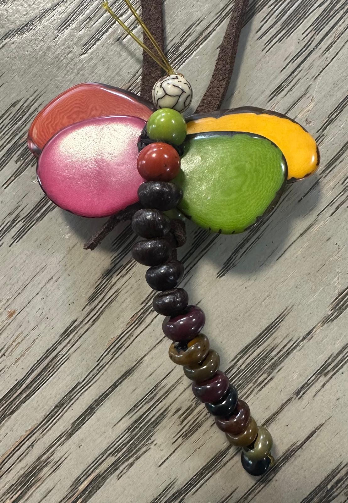 Natural Handmade Tagua Nut Jewelry Set Dragonfly Pendant Adjustable Necklace & Earrings  Organic Eco Sustainable Ethical Animal Insect DIY