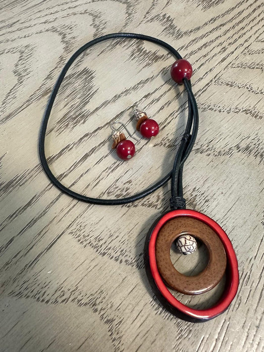 Natural Sustainable Jewelry Set Tagua Nut & Bombona Seed Necklace + Earrings Handmade in Colombia Ethical Eco Vegan Seed Beads Organic DIY