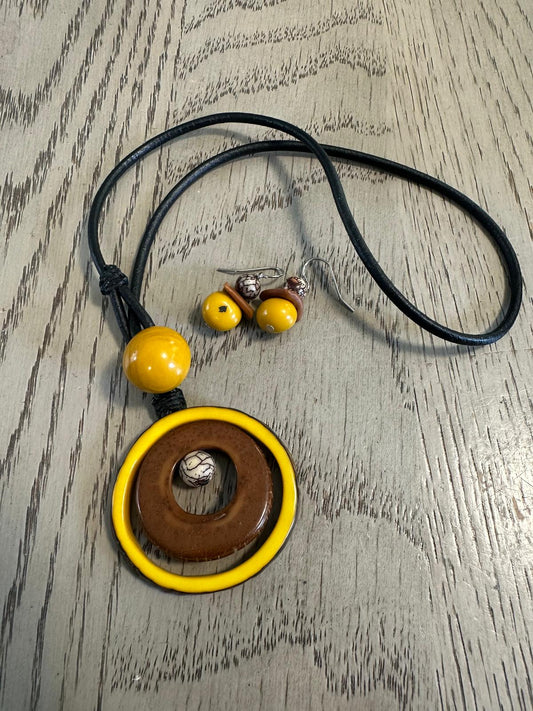 Natural Sustainable Jewelry Set Tagua Nut & Bombona Seed Necklace + Earrings Handmade in Colombia Ethical Eco Vegan Seed Beads Organic DIY