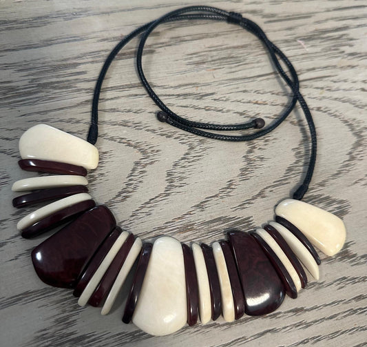 Natural Handmade Jewelry Set from Colombia Tagua Nut Seed Beads Necklace & Earrings Adjustable Eco Organic Sustainable Vegan Organic Ethical