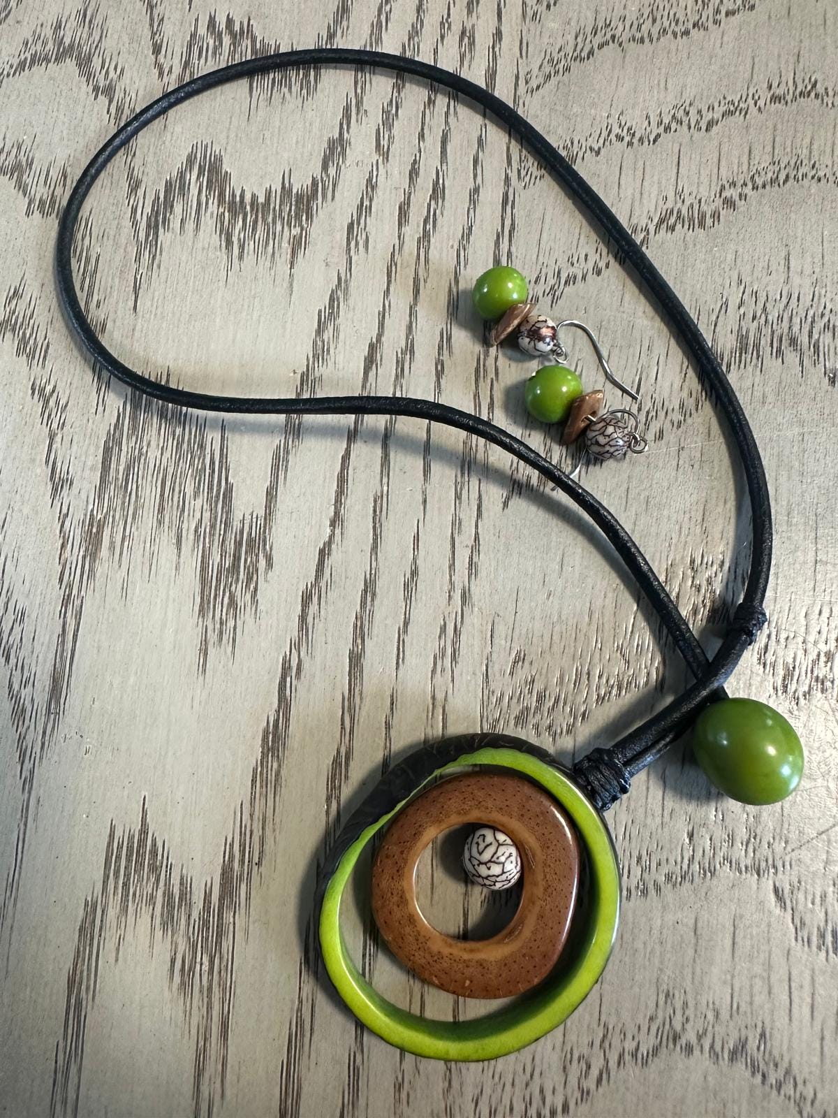 Natural Sustainable Jewelry Set Tagua Nut & Bombona Seed Necklace + Earrings Handmade in Colombia Ethical Eco Vegan Seed Beads Organic DIY