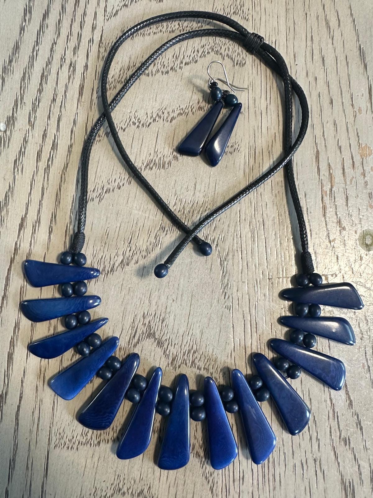 Natural Handmade Jewelry Set from Colombia Tagua Nut Seed Beads Necklace & Earrings Adjustable Eco Organic Sustainable Vegan Organic Ethical