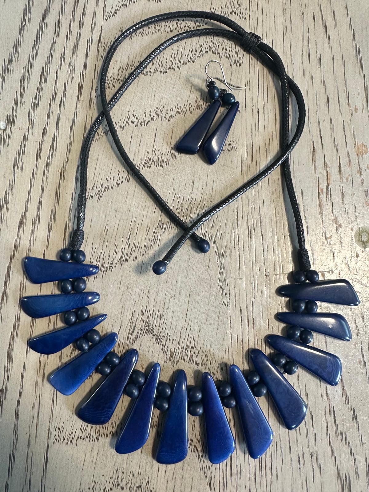 Natural Handmade Jewelry Set from Colombia Tagua Nut Seed Beads Necklace & Earrings Adjustable Eco Organic Sustainable Vegan Organic Ethical