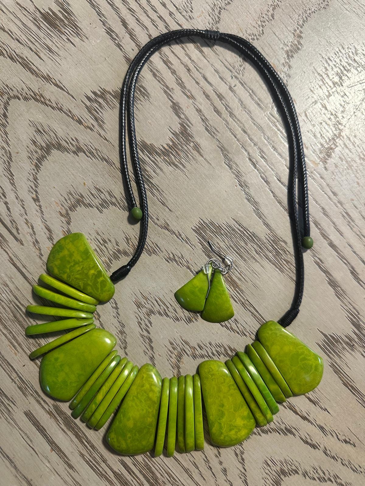Natural Handmade Jewelry Set from Colombia Tagua Nut Seed Beads Necklace & Earrings Adjustable Eco Organic Sustainable Vegan Organic Ethical