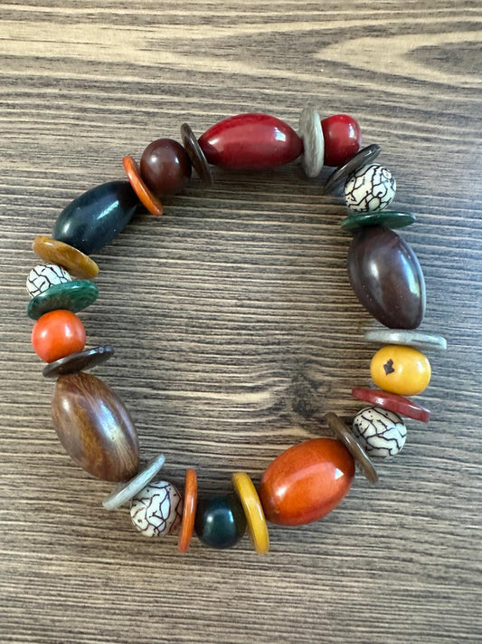Sustainable Jewelry Multicolored Tagua and Bombona Seed Bracelet Vegetable Ivory Nut from Colombia Ethical Eco-Friendly Natural Handmade Eco
