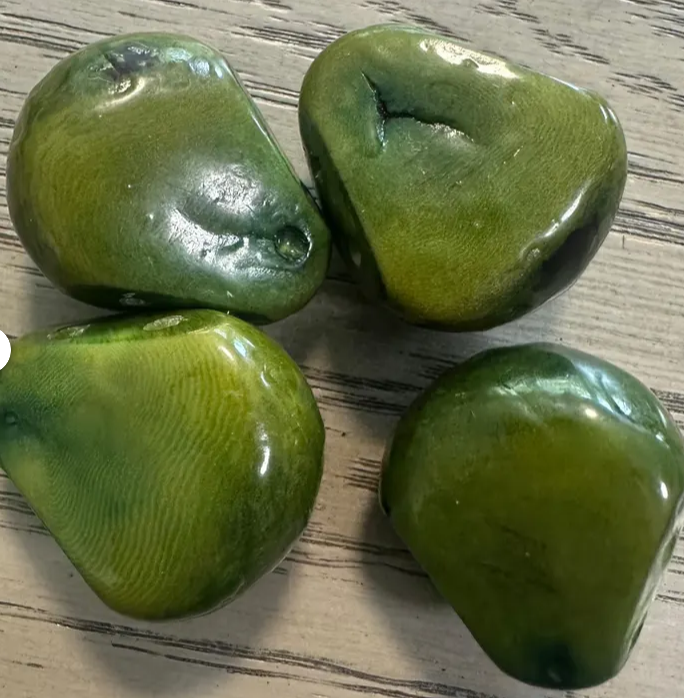 Tagua Beads Jewelry Making | Seeds Beads | 10 Green Teardrop Shape Eco Beads | 2 x 2.5 cm. approx. Side Drilled 2 Holes Beading Sustainable