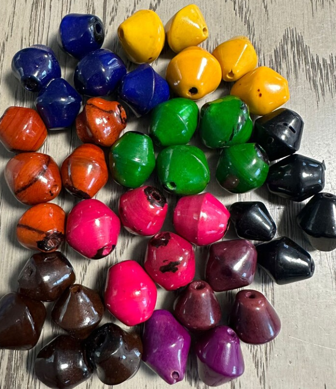 Tagua Bead Seed Bead Bicone Beads 15 Diamond Beads in Blue | Handmade in Colombia 2x2cm. Approx. Natural Eco Jewelry Making Supplies