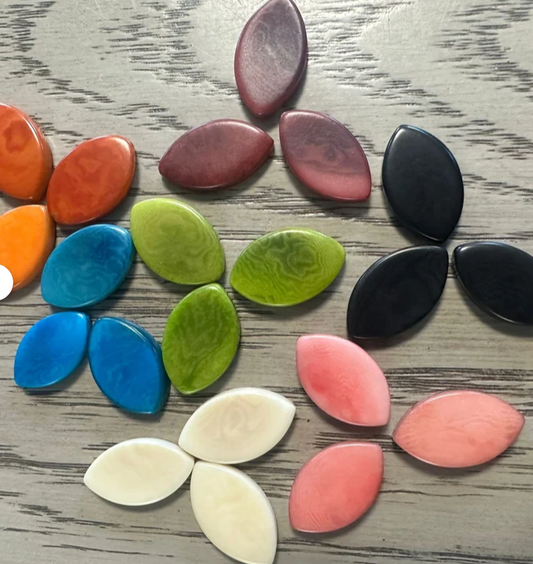 Tagua Bead Leaf Shape 7 Colors Vertical Top Drilled | 21 Tagua Seed Beads | 1x0.6 Inches approx. Eco Jewerly Making Beading Carving Woodwork