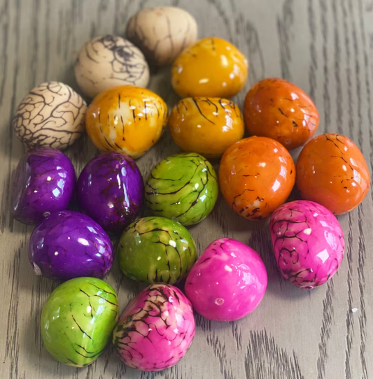 Tagua Nut 18 Tagua Beads in 6 Colors Vertical Top Drilled 2x1.5 Inches. approx. Sustainable Eco Jewelry Making Carving Woodwork Seed Beads