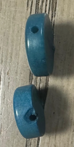 Tagua Beads Flat Coin Shaped Tagua | 40 Mini Round Beads in Blue | Eco Ethical Jewelry Making Carving Woodwork | Side Drilled Beading Eco