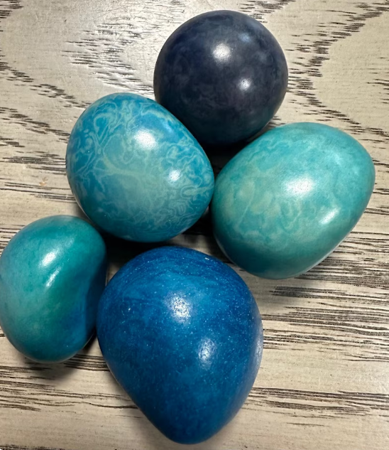 Tagua Nut Beads. 5 Blue Pieces (shades).