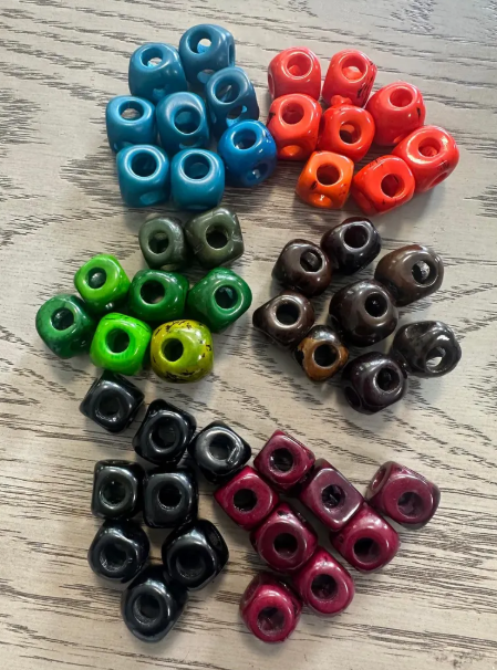 Tagua Nut Seed Beads 64 Cubes of Tagua in 8 colors. Different Sizes 2x2cm. approx. Organic, Eco, Vegan Jewelry Making Supplies