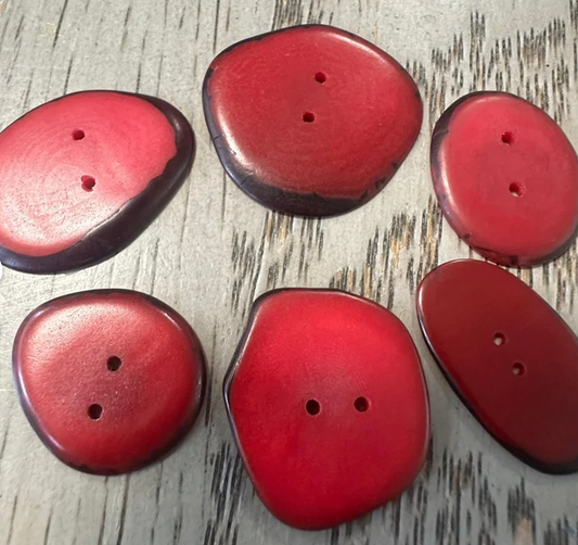 Tagua Nut Button | Bead Tagua Nut Button For Crafts & Sewing Red Color Tagua Slice See Bead | Size: 3x2cm approx. Jewelry Making Seed Bead