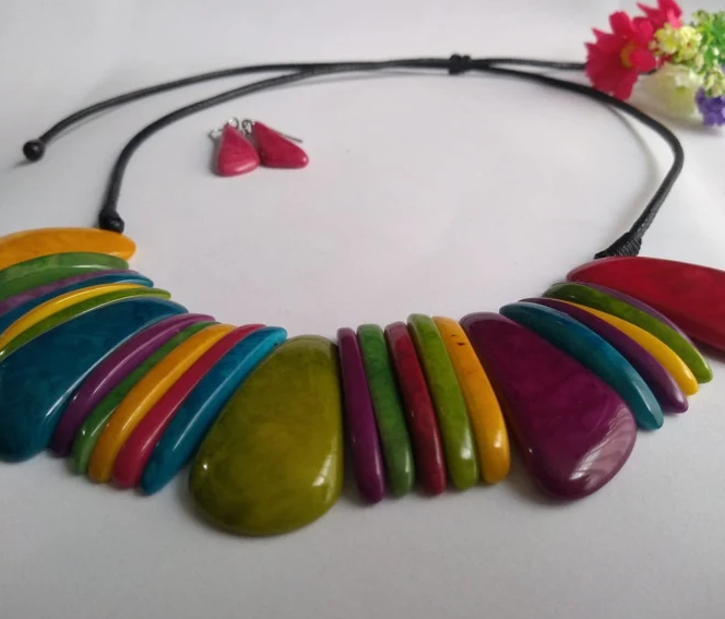 Christmas Jewelry Gifts in Tagua Nut | Tagua Jewelry Set of Necklace and Earrings | Eco Ethical & Sustainable Gift for Women
