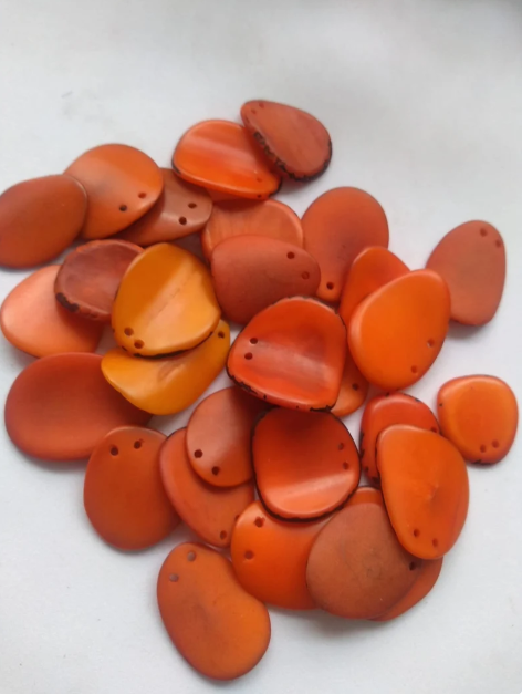 Tagua Beads 20 pcs Orange Curved Slices Nails Top drilled Two holes Size: 2x2 cm. approx. Eco Seed Beads Beading Jewelry Beading Sustainable