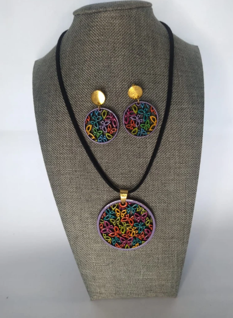 Mother's Day Butterflies. Adjustable necklace and earrings set of handmade painted wood in multiple colors. Organic, Spring Boho.