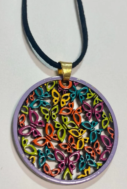 Mother's Day Butterflies. Adjustable necklace and earrings set of handmade painted wood in multiple colors. Organic, Spring Boho.