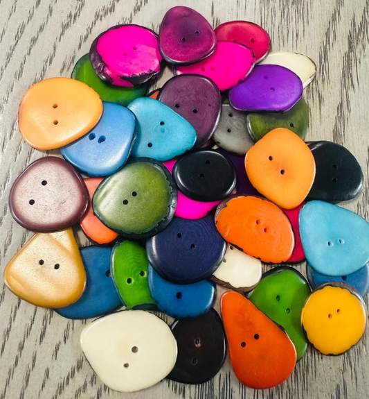 Tagua Bead Tagua Nut Thin Buttons Crafts & Sewing Tagua Slice in 100 buttons in 10 colors | 3 x 2cm approx. Tagua Jewelry Making Seed Bead