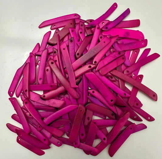 Tagua Sticks in Pink Color. 50 Tagua Nut Sticks Seed Beads 3x0.5 cm. Jewelry Making Fair Trade Jewelry Making Supplies Eco Ethical Jewelry