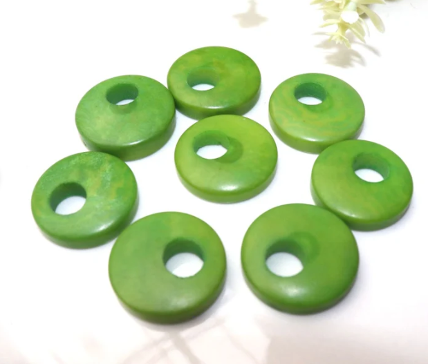 Tagua Beads Donut Shape. Tagua Donuts in Pink. 15 Beads Undrilled. 0.7 inches approx. Sustainable, Ethical Eco-Friendly Jewerly Making Beads