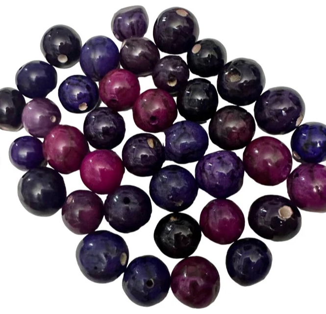 30 Purple Bombona Beads – Eco-Friendly Seeds 2–2.5 cm, Top Drilled, Organic Natural Jewelry & Boho Craft Supplies.